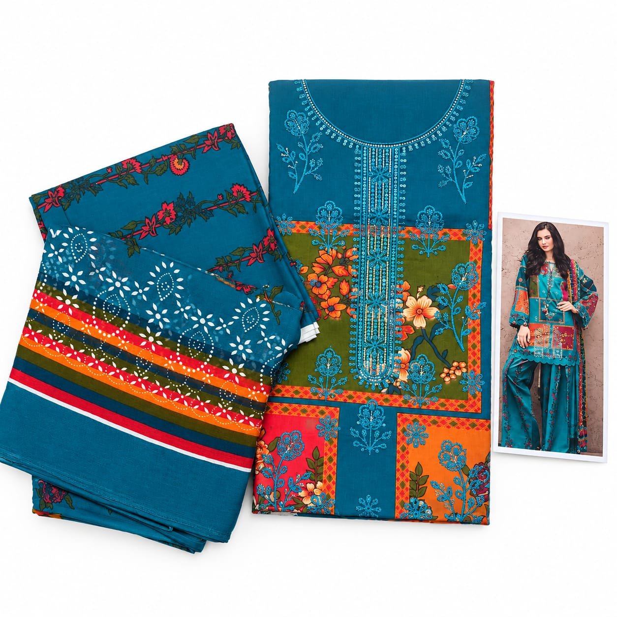 3pc Unstitched Lawn Suit