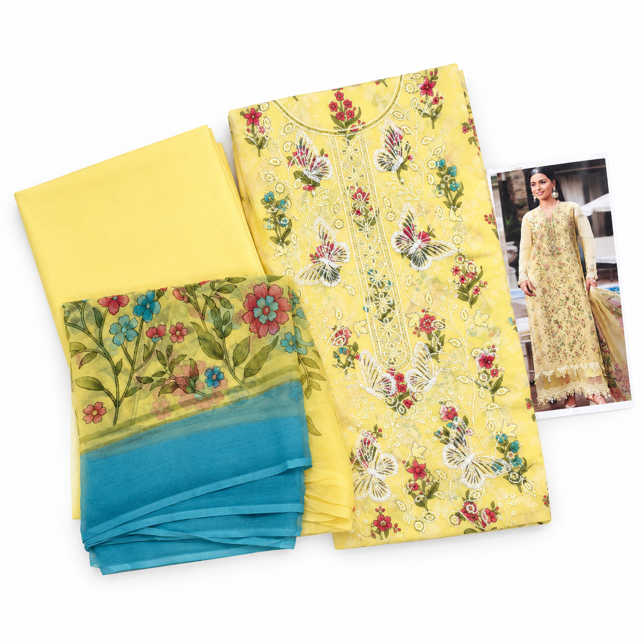 3pc Unstitched Lawn Suit