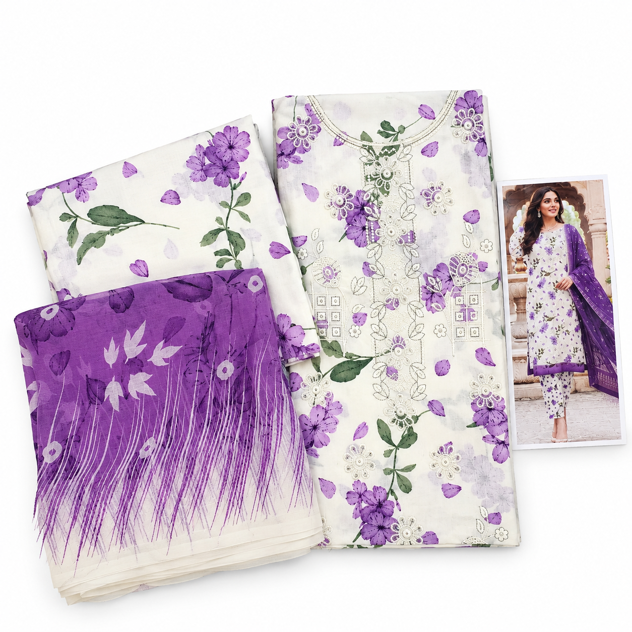 3pc Unstitched Lawn Suit