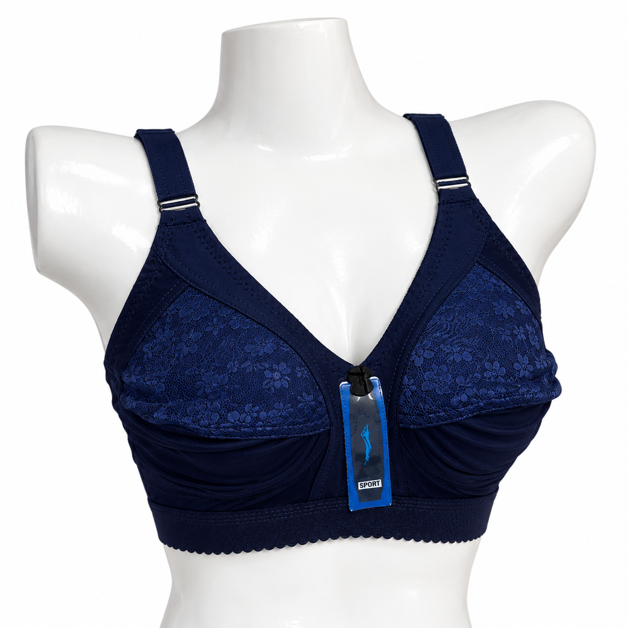 Navy Blue Lace Sport Bra