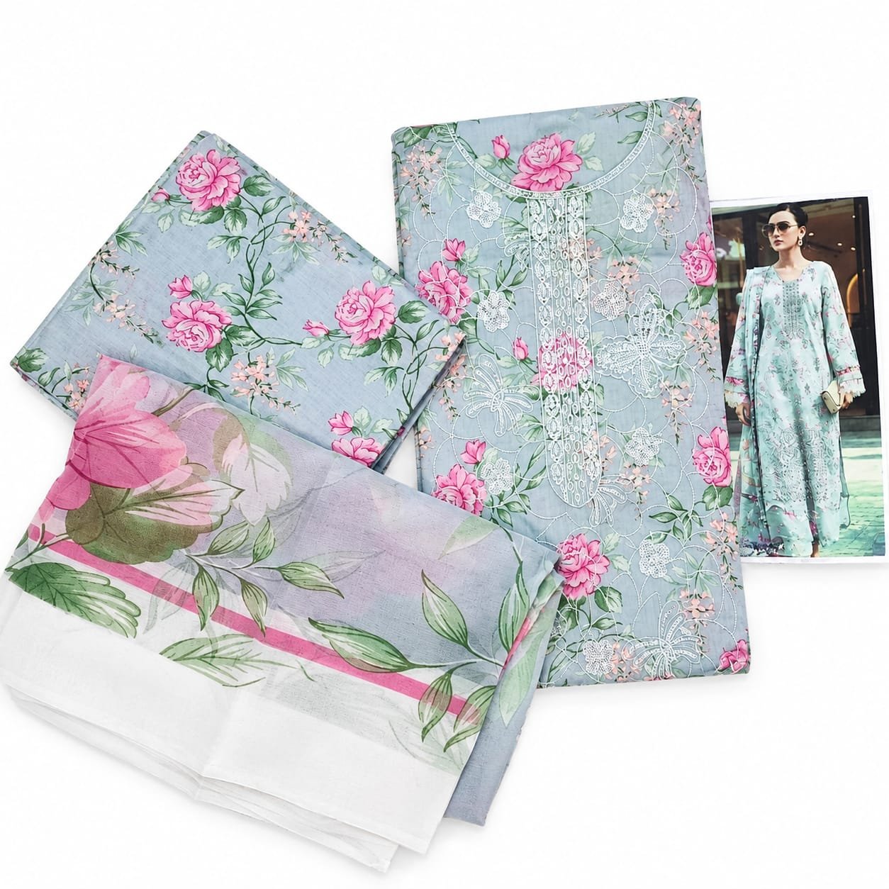 3pc Unstitched Lawn Suit