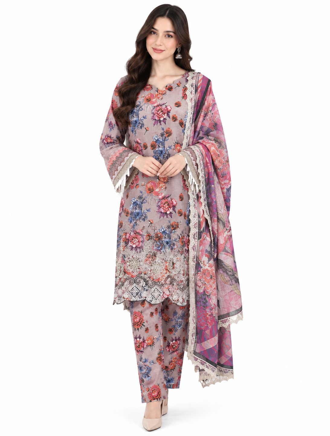 3pc Unstitched Lawn Suit